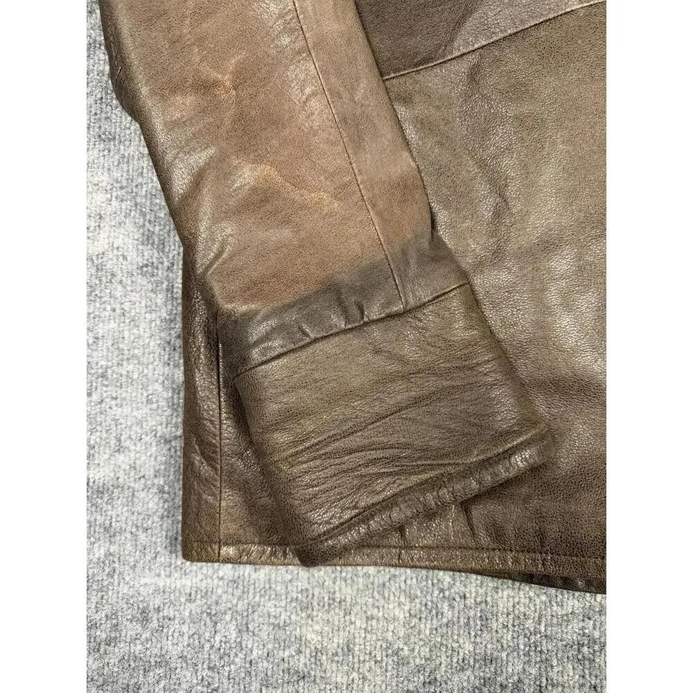 Metropolitan NY Leather Jacket Mens Medium Brown‎ Faux Shearling Lined Coat
